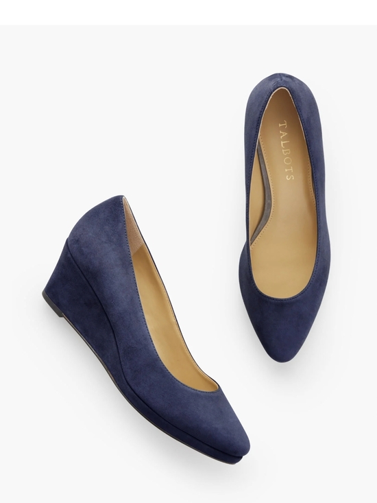 Talbots Shoes - Talbots Lacey Navy Suede Wedge - Classic Women's Shoe